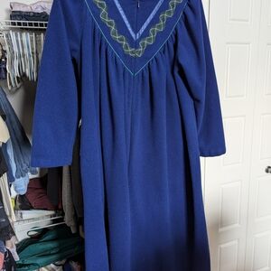 Vintage Blue Nightgown with Embroidered Neckline